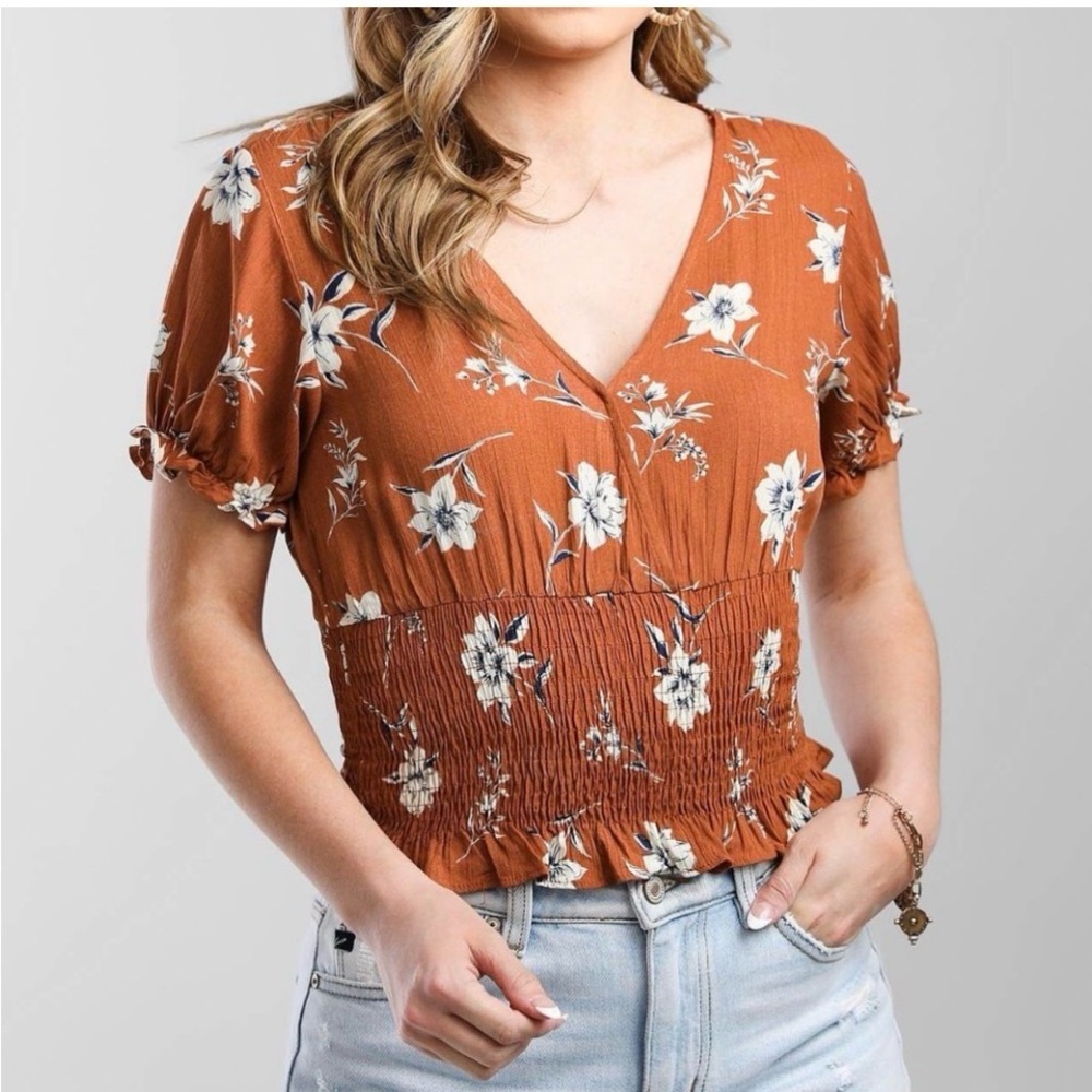 Paper Crane Floral Smocked Hem Top | S
